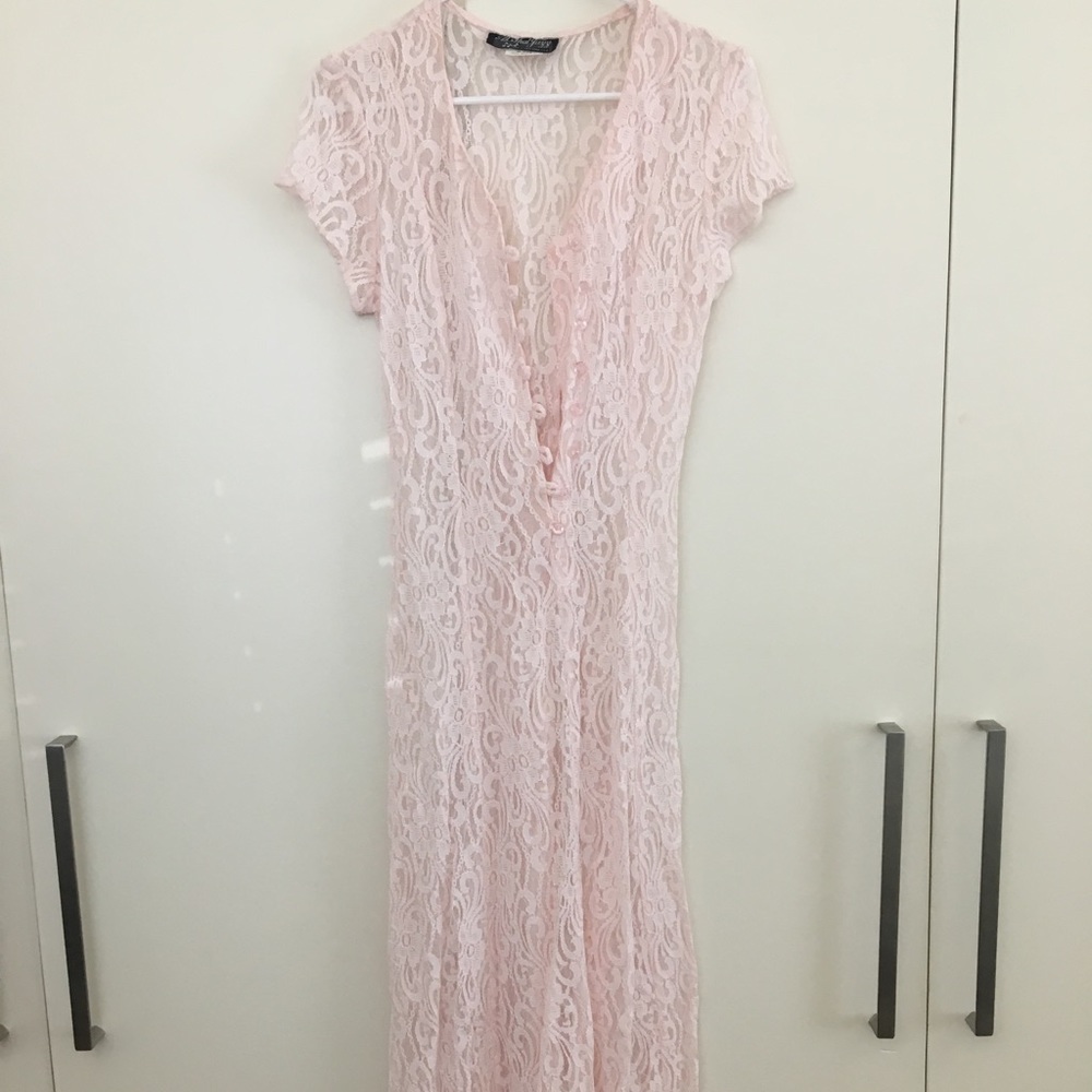 Vintage baby pink lace dress